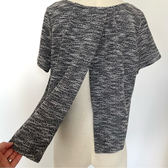 Anthropologie Left Coast Gray Tweed Textured Open Back Crop Top Size Small - Picture 3 of 5